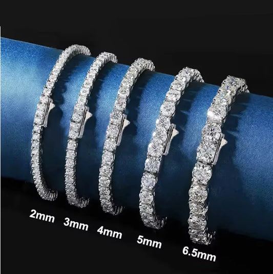 COSFIX Moissanite tennis bracelet, 925 silver white gold plated, for women and men