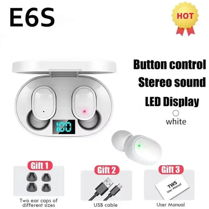 TWS E6S Langattomat Bluetooth-kuulokkeet – LED-näyttö, Melunvaimennus, Mikrofoni – Pinkki