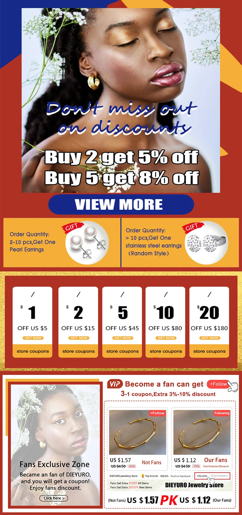 DIEYURO 316L kaulakoru helmi koristeilla