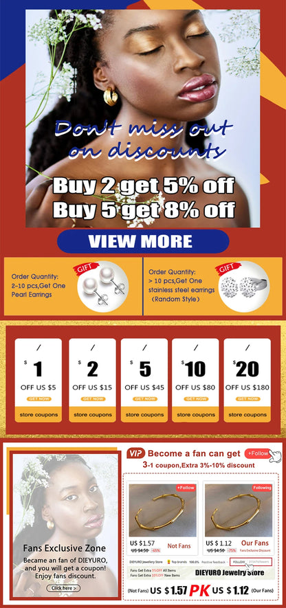 DIEYURO 316L kaulakoru helmi koristeilla