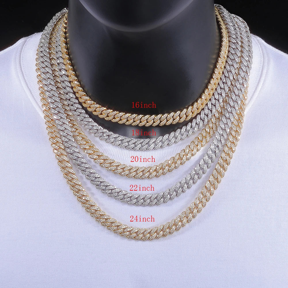 Diamond Cuban Link Chain, täynnä cz-timantteja