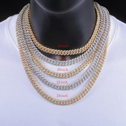 Diamond Cuban Link Chain, täynnä cz-timantteja