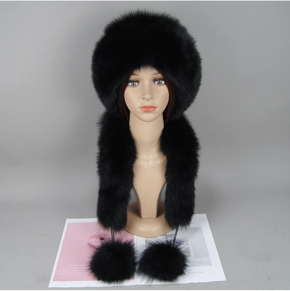 Women's genuine fox fur hat, different shades