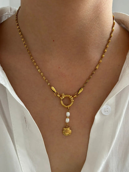 Starfish necklace with flat snake chain for women