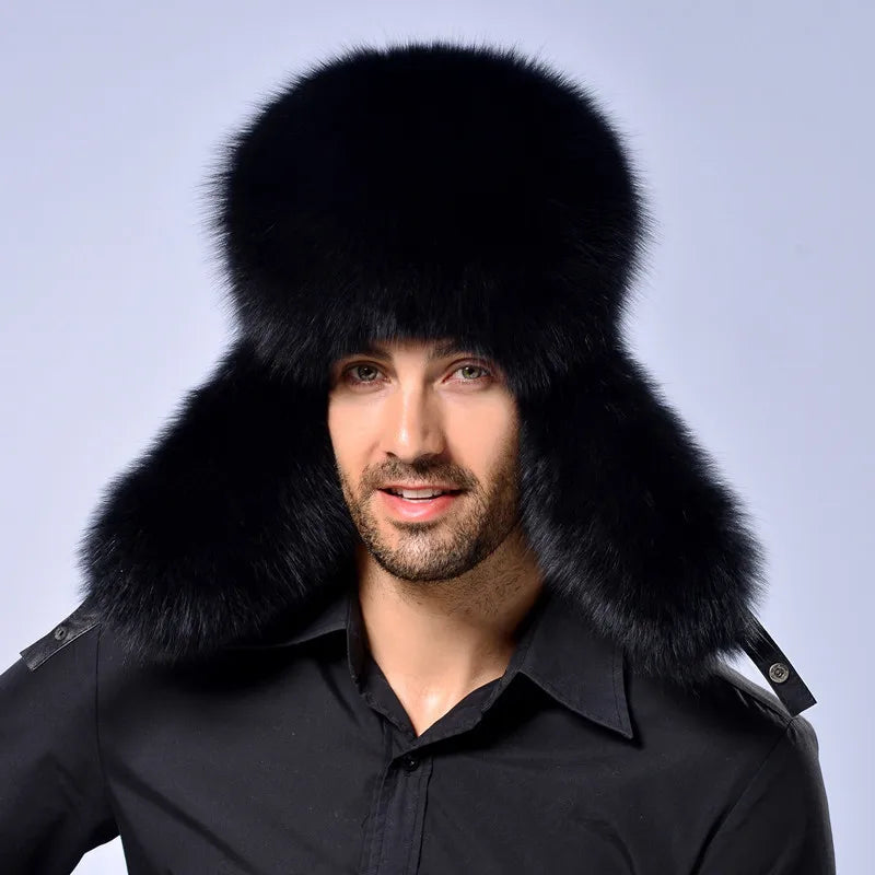 Men's fur hat with earflaps, different variations