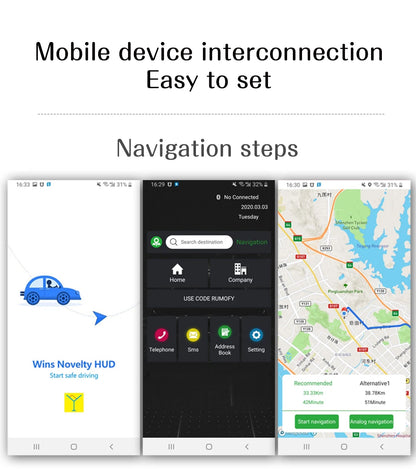 C1 HUD Head-Up Display - OBD2 GPS Navigointi Tuulilasiprojektori Autoon