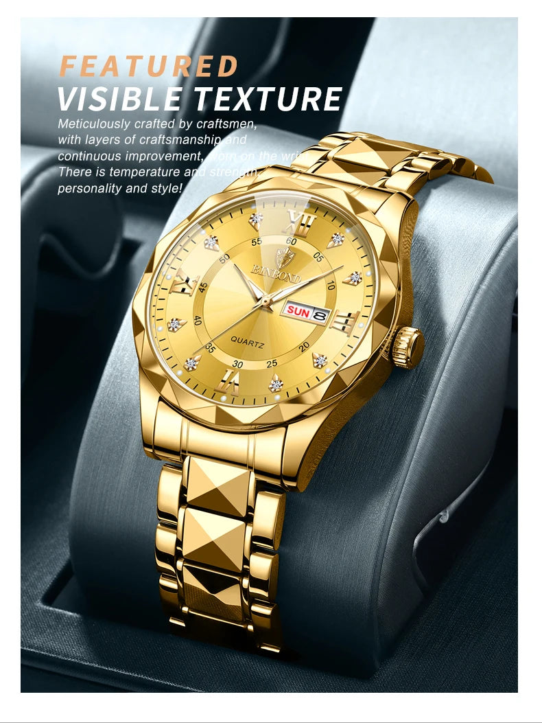 BINBOND Luxury watch for men, stylish design and practical functions