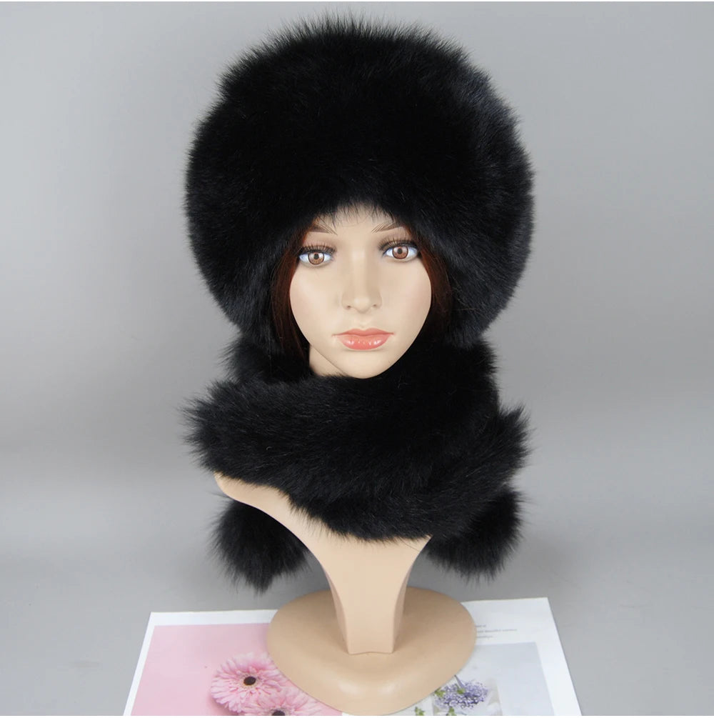 Women's genuine fox fur hat, different shades