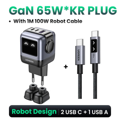 UGREEN 65W GaN Laturi Robot-muotoilu - PD Pikalaturi MacBook Pro, iPad, iPhone 16/15 Pro
