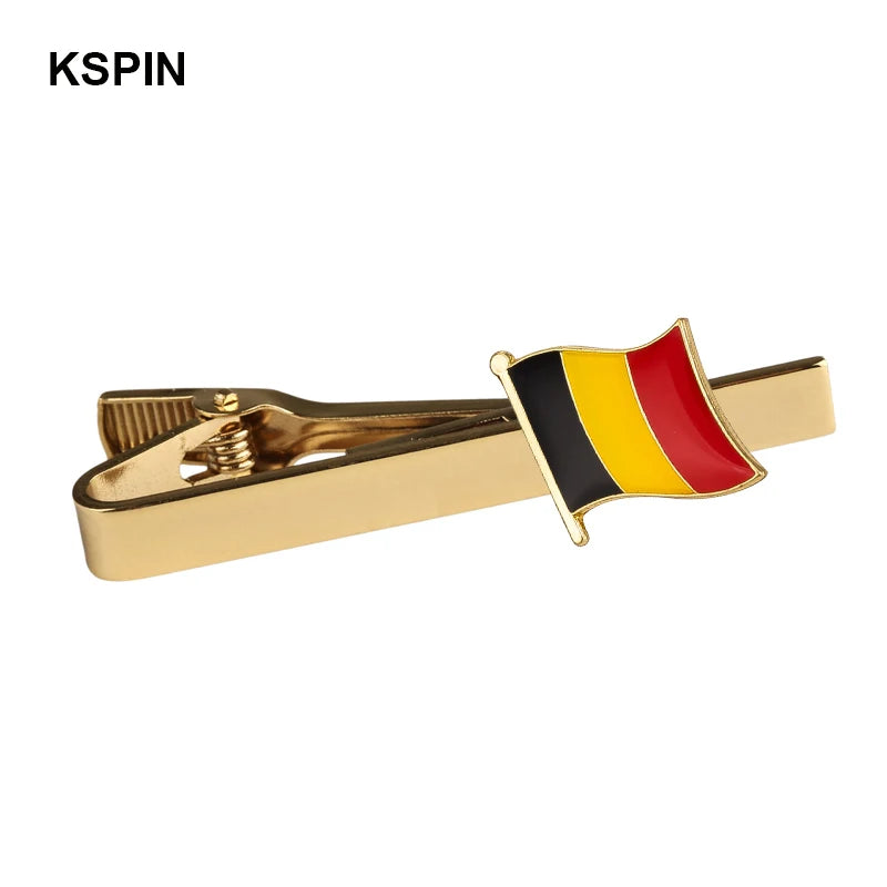 Men's national flag patterned tie bar, multiple countries