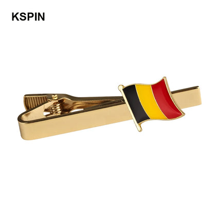 Men's national flag patterned tie bar, multiple countries