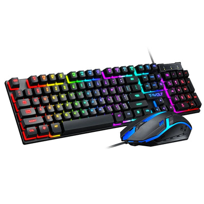 Keyboard and mouse set for gaming, backlit, wired
