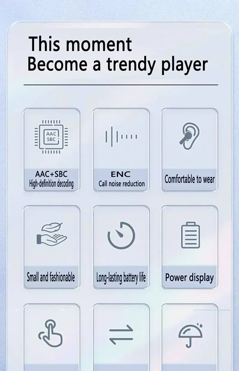 T2 TWS Langattomat Bluetooth-kuulokkeet - Läpinäkyvä ENC LED-näytöllä