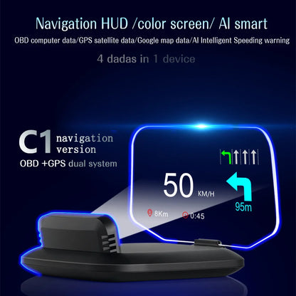 C1 HUD Head-Up Display - OBD2 GPS Navigointi Tuulilasiprojektori Autoon