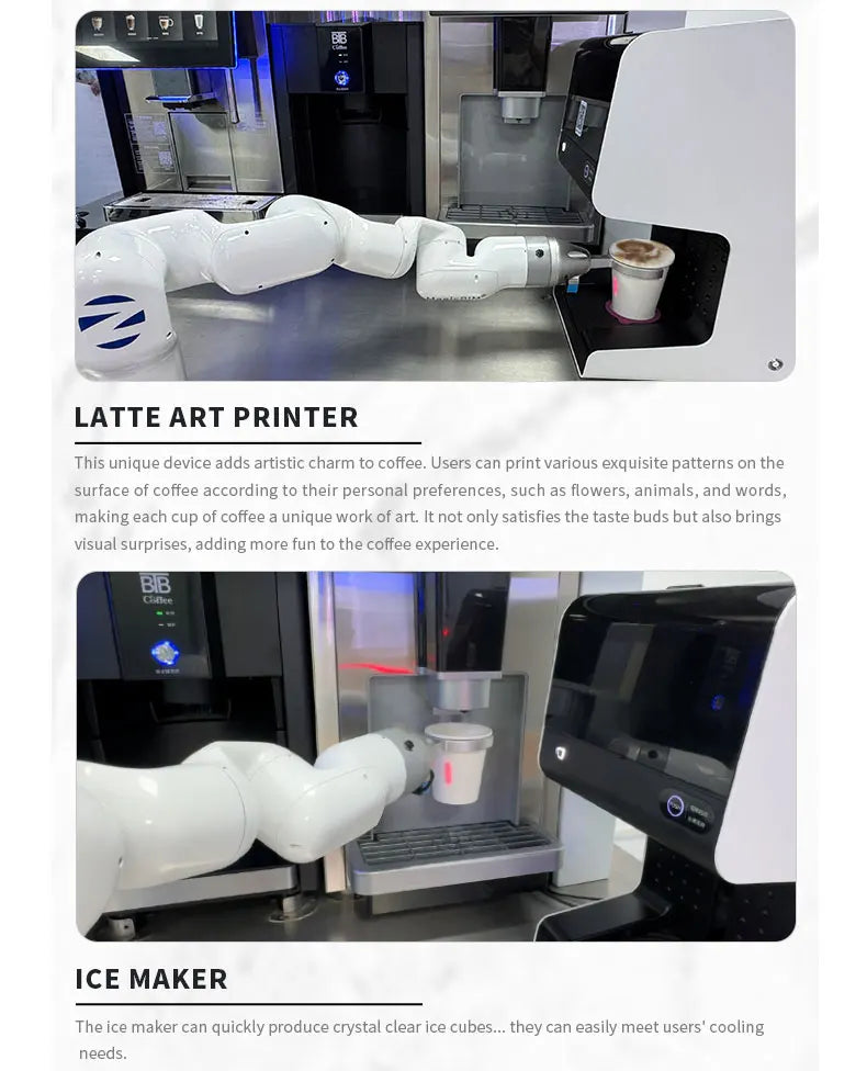 Fully automatic smart coffee machine, robotic arm, self-service