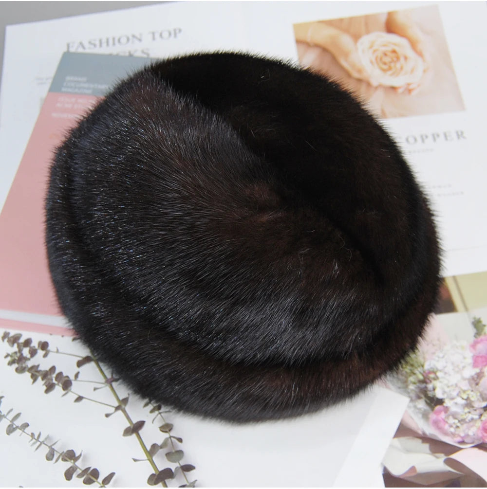 Genuine mink fur hat, luxury winter hat, unisex