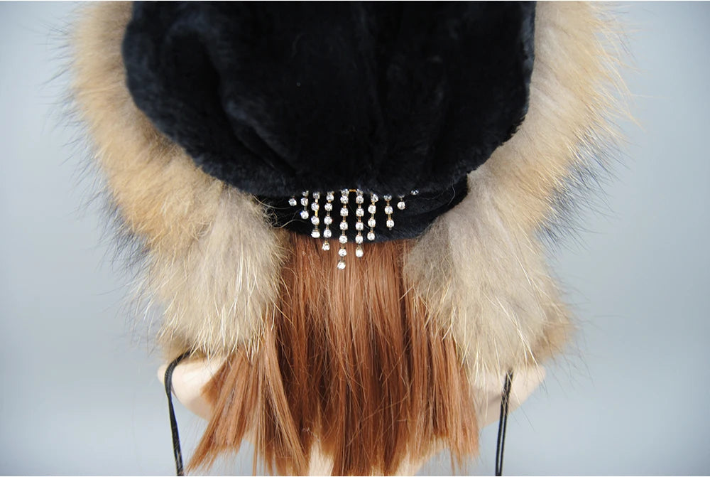Women's genuine fox fur hat, different shades