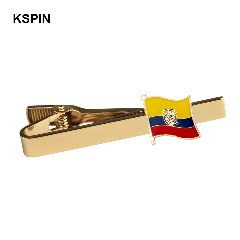 Men's national flag patterned tie bar, multiple countries