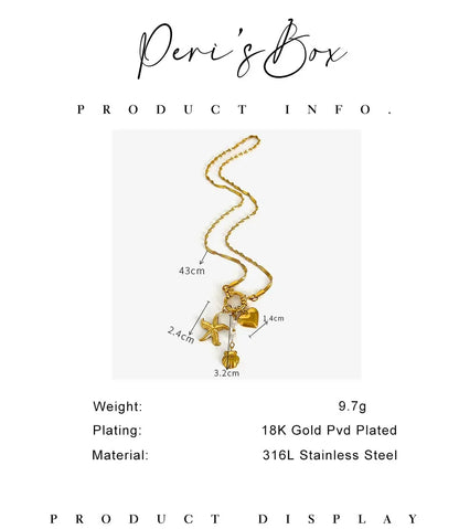 Starfish necklace with flat snake chain for women