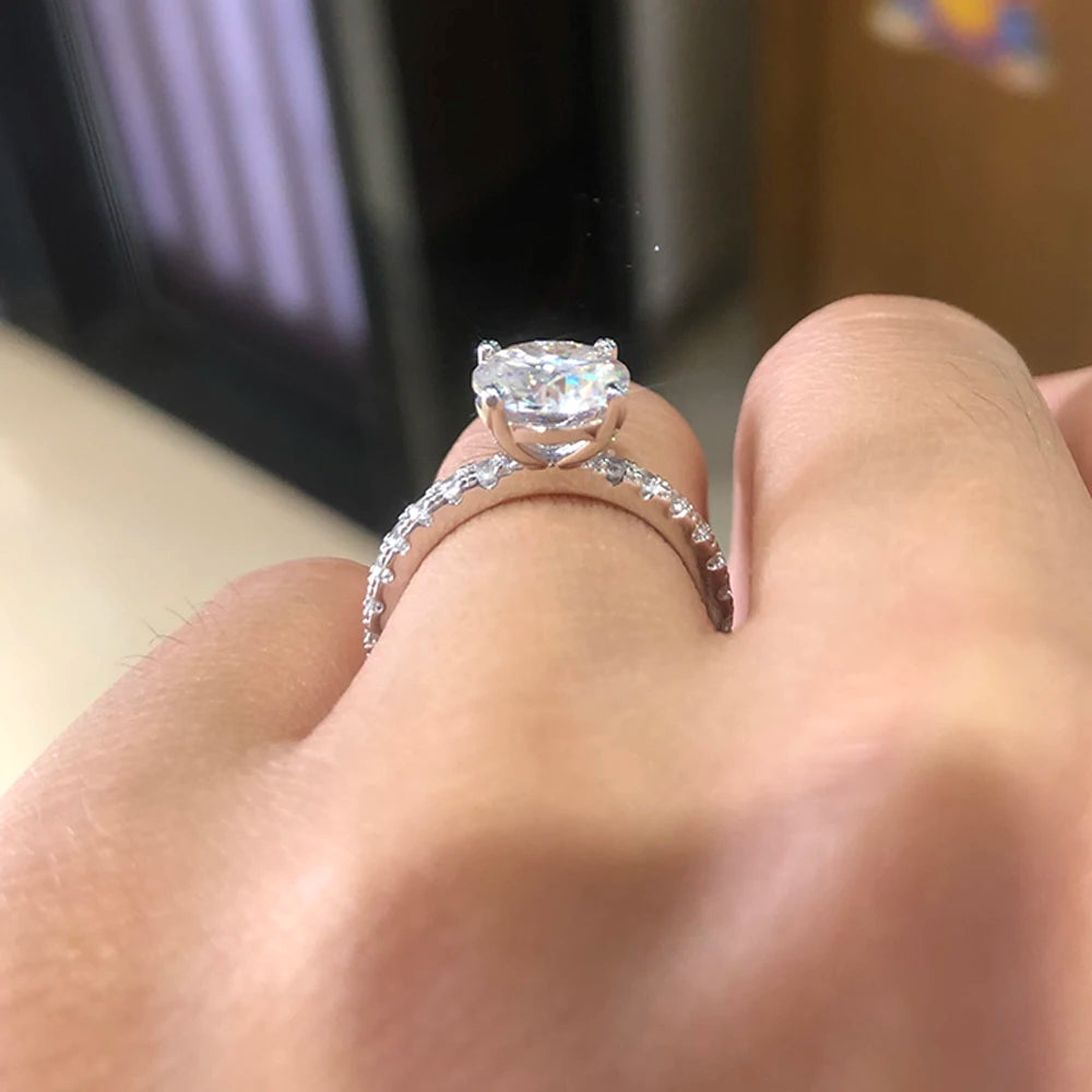 Serenity Day Moissanite Ring, S925 Silver Wedding Ring