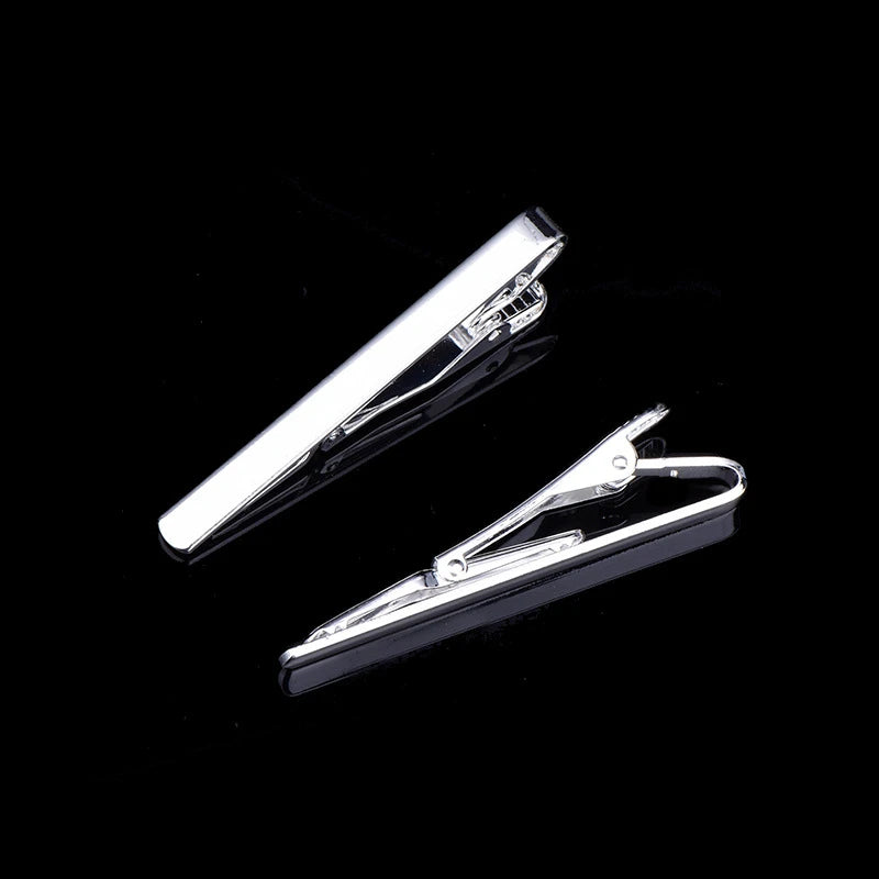 Men's silver-tone tie clip, decorated with beautiful crystal, available in different variations