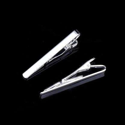 Men's silver-tone tie clip, decorated with beautiful crystal, available in different variations