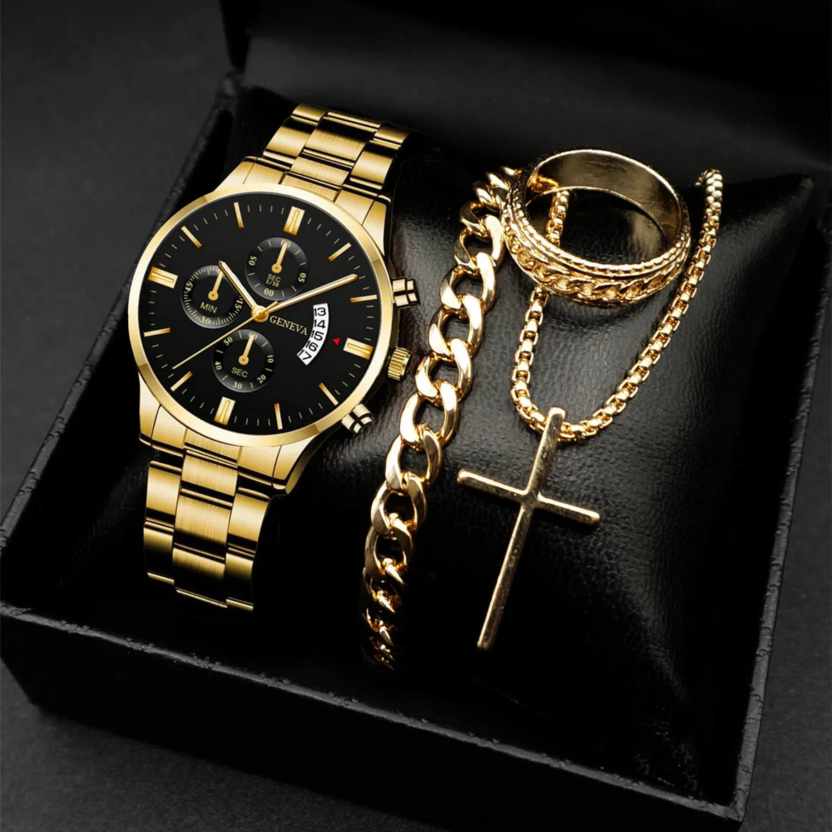 Stylish men's watch and jewelry set, just the watch or the whole package