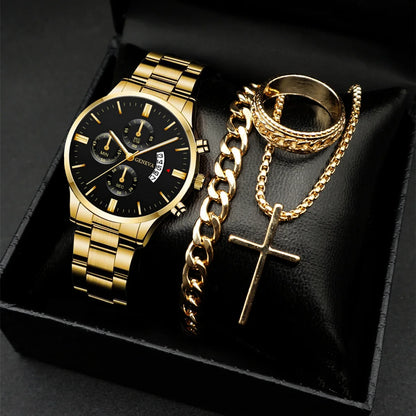 Stylish men's watch and jewelry set, just the watch or the whole package