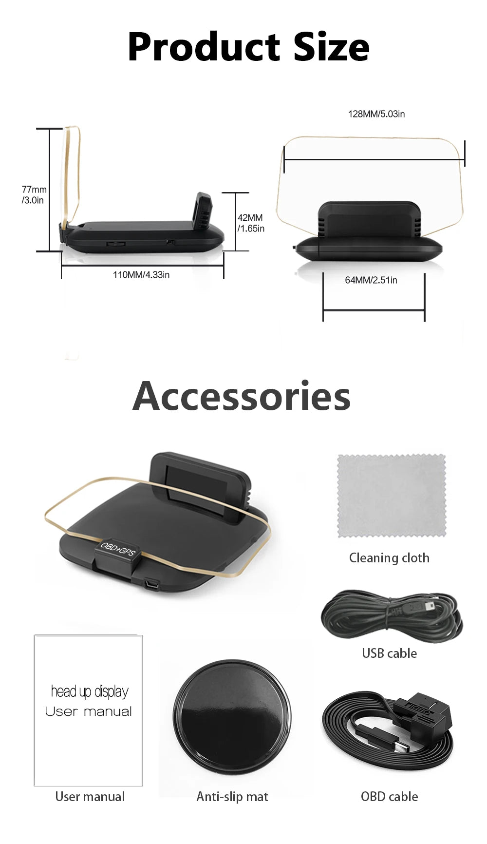 C1 HUD Head-Up Display - OBD2 GPS Navigointi Tuulilasiprojektori Autoon