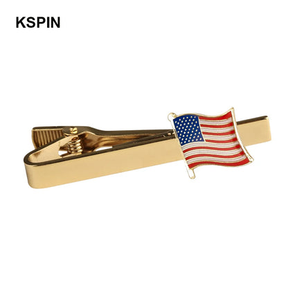 Men's national flag patterned tie bar, multiple countries