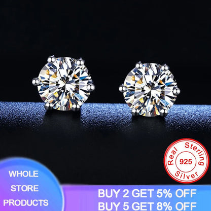 Gorgeous Moissanite Stud Earrings, 925 Silver Gold Plating, Wedding Jewelry