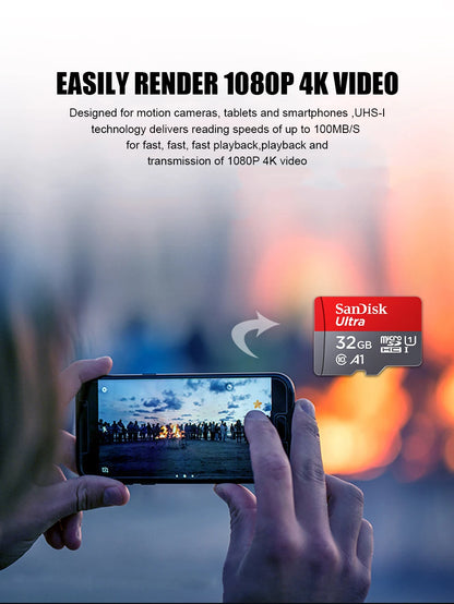 SanDisk MicroSD-muistikortti, 256GB/128GB/64GB/32GB, Class 10, UHS-1