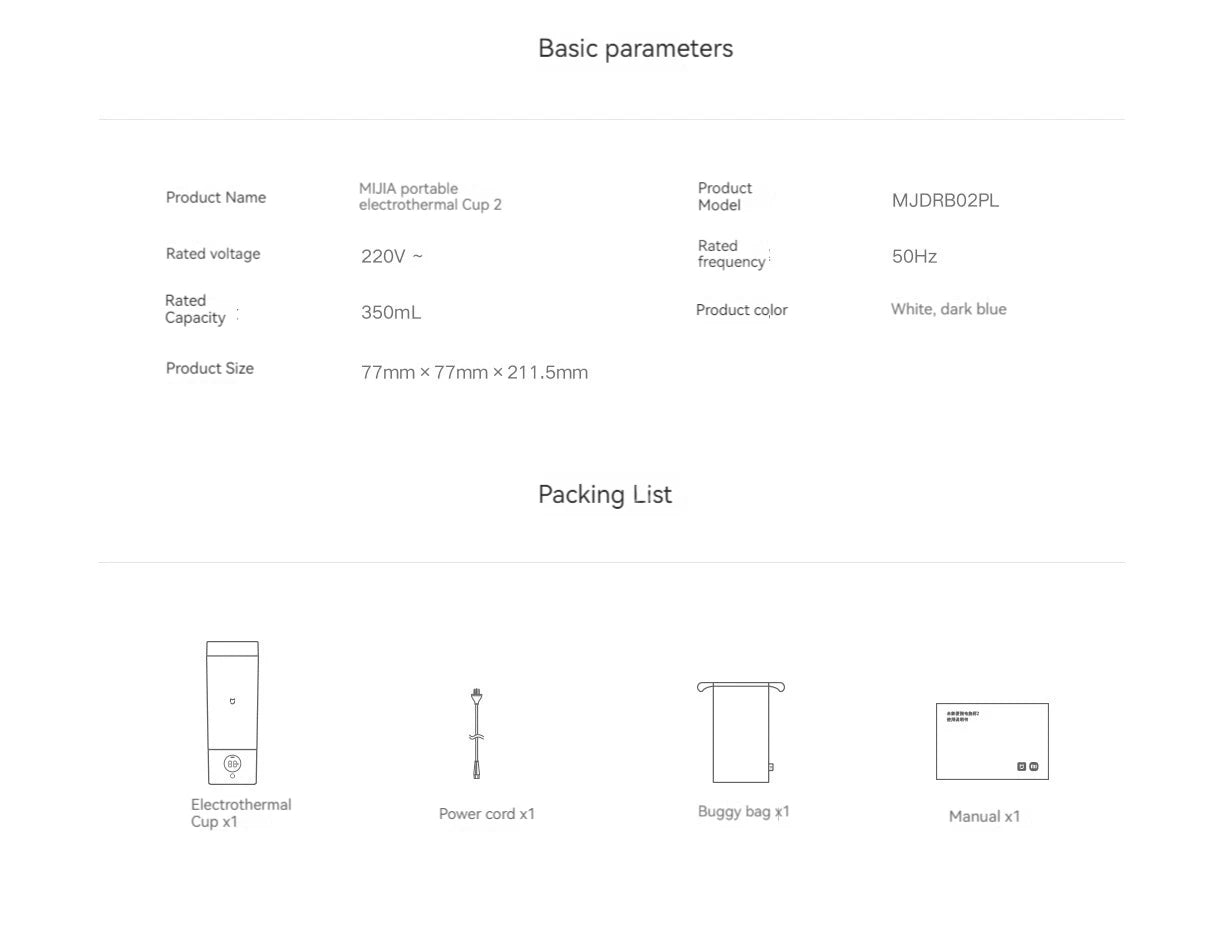 Xiaomi Mijia Kannettava Sähköinen Lämmityskuppi 2 - 316 Ruostumaton Teräs, Kiehumiskuppi Opiskelijoille ja Asuntolaan