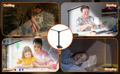 Double-headed LED table lamp, 5 color temperatures, 5 brightness levels