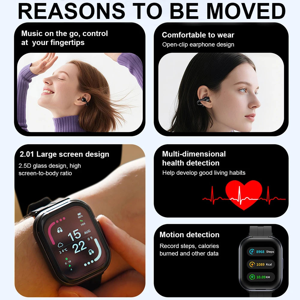 2-in-1 Smartwatch with wireless headphones, calls, health modes, sports modes, New 2025