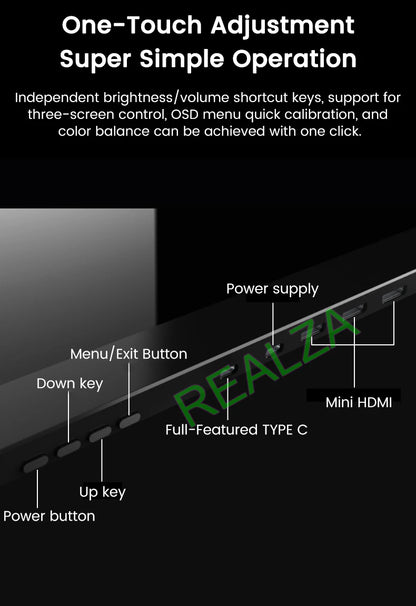 Triple-screen portable monitor, 15.6" Full HD IPS displays