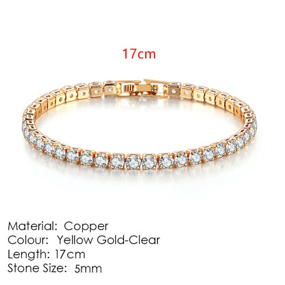 Tennis bracelet with zirconia stones, multi-colored sparkling design