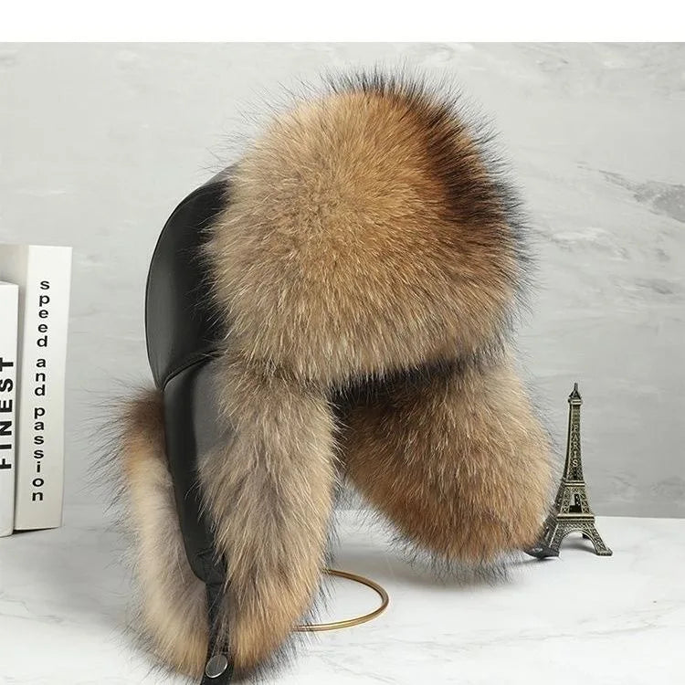 Men's fur hat with earflaps, different variations