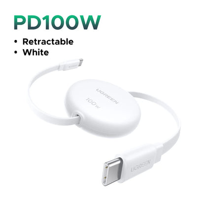 UGREEN Sisäänvedettävä USB-C Kaapeli 100W PD - MacBook, iPad, iPhone Pikalataus