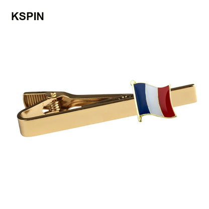 Men's national flag patterned tie bar, multiple countries