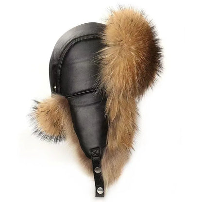 Men's fur hat with earflaps, different variations