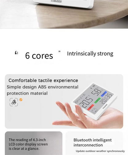 LCD Digitaalinen Lämpö- ja Kosteusmittari - Sisäilmamittari Kellolla