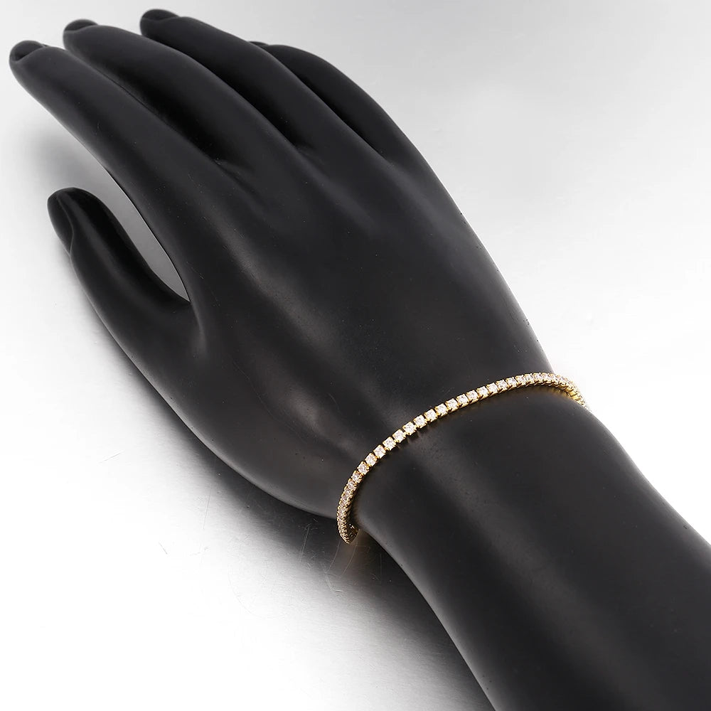 COSFIX Moissanite tennis rannekoru, 925 hopea valkokulta päällystetty, naisille ja miehille