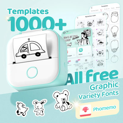 Phomemo T02 mini thermal printer, wireless pocket printer for labels