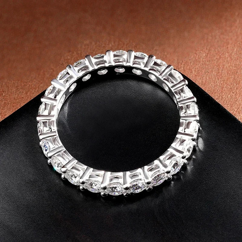 Moissanite ring, 925 silver, 18k white gold plating, engagement ring style