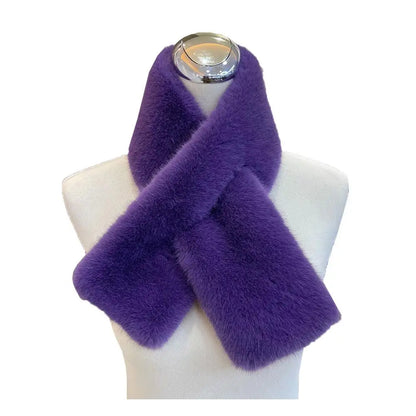 Soft women's rabbit fur scarf for winter