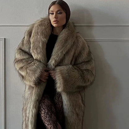 2025 Winter model faux fox fur coat for women, elegant design, latest model