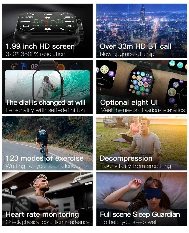 Smart Watch 9 Ultra Gen 2 - NFC Älykello 2.2" Näytöllä, Bluetooth-Puhelut, Fitness-Seuranta - Harmaa
