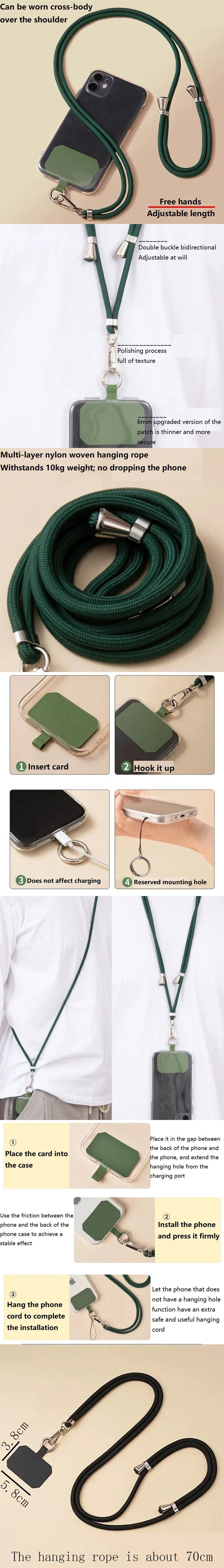 Crossbody Kaulanauha Puhelimelle - Säädettävä Hihna Harmaa