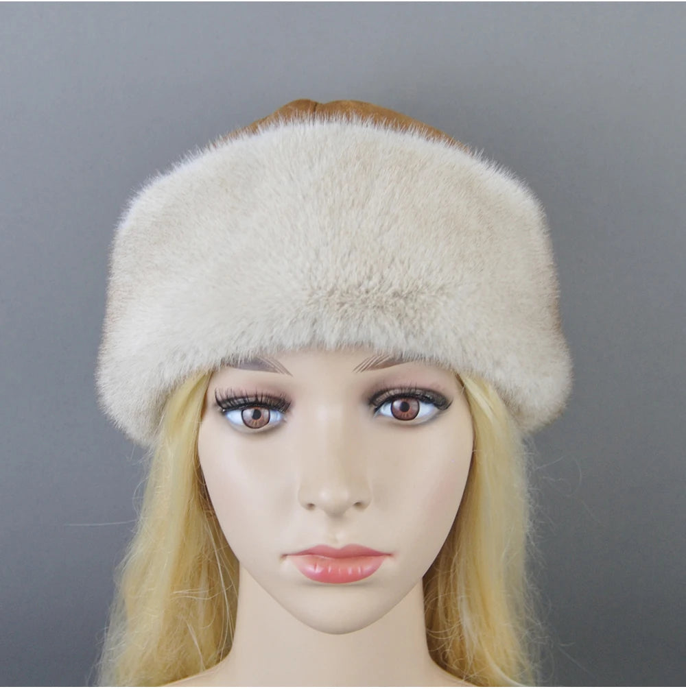 Women's luxury mink fur hat, available in different variations